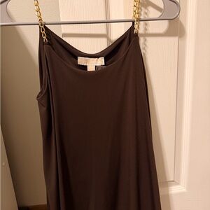 Michael Kors Brown Camisole with Gold Chain Straps